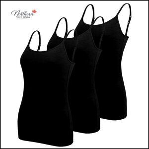 3-Pack Adjustable Strap Camisoles, Polyester-Spandex Blend, S-XXL